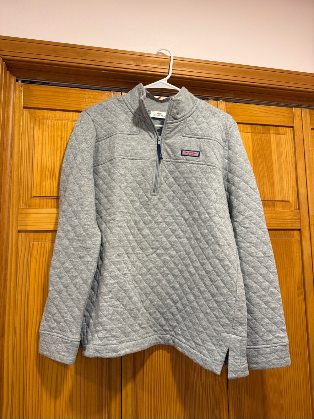 Vineyard Vines Light Gray Quilted Quarter-Zip Pullover